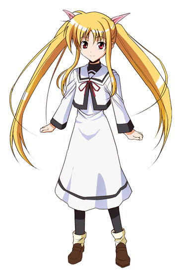 ishigami kazui, fate testarossa, lyrical nanoha, mahou shoujo lyrical nanoha, mahou shoujo lyrical nanoha a's, 00s, long hair, pantyhose, school uniform, solo, twintails, very long hair