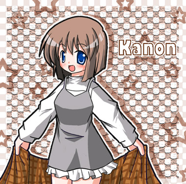 yanapy, misaka shiori, kanon, bad id, bad pixiv id, lowres, blue eyes, brown hair, shawl, short hair, solo
