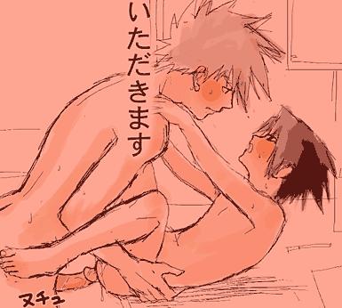 hatake kakashi, uchiha sasuke, naruto (classic), naruto (series), artist request, lowres, anal, classroom, desk, erection, male focus, male penetrated, nude, on desk, partially colored, penis, school, sex, shota, sitting, spread legs, teacher and student, yaoi