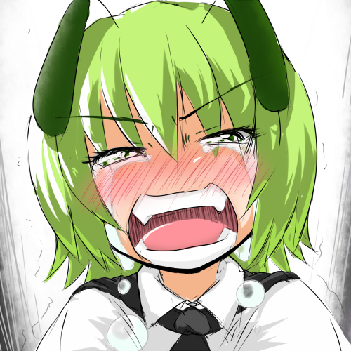 [], wriggle nightbug, touhou, lowres, 1girl, antennae, blush, crying, crying with eyes open, female focus, green eyes, green hair, matching hair/eyes, short hair, solo, tears