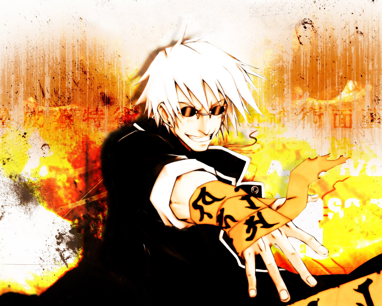 myoujin, mieru hito, tagme, 1boy, glasses, male focus, solo, white hair