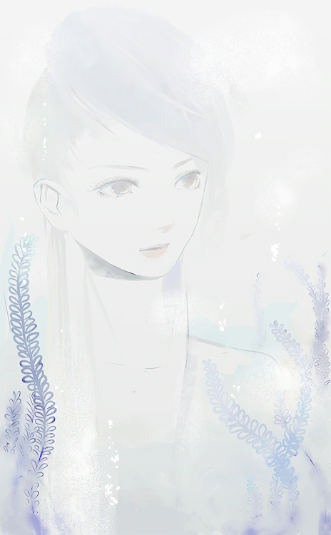 aralez, mira kimishima, chou shittou caduceus, 1girl, closed mouth, female focus, light smile, lips, long hair, monochrome, simple background, solo, upper body, very long hair, white background