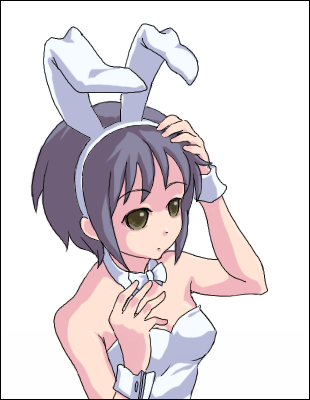 nouzu, nagato yuki, suzumiya haruhi no yuuutsu, silver hair, bad id, bad pixiv id, lowres, 00s, animal ears, fake animal ears, oekaki, playboy bunny, rabbit ears, short hair, solo, yellow eyes