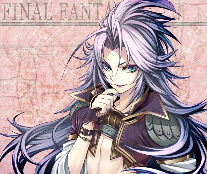 chimachi, kuja, final fantasy, final fantasy ix, 00s, 1boy, androgynous, copyright name, long hair, male focus, pink background, solo