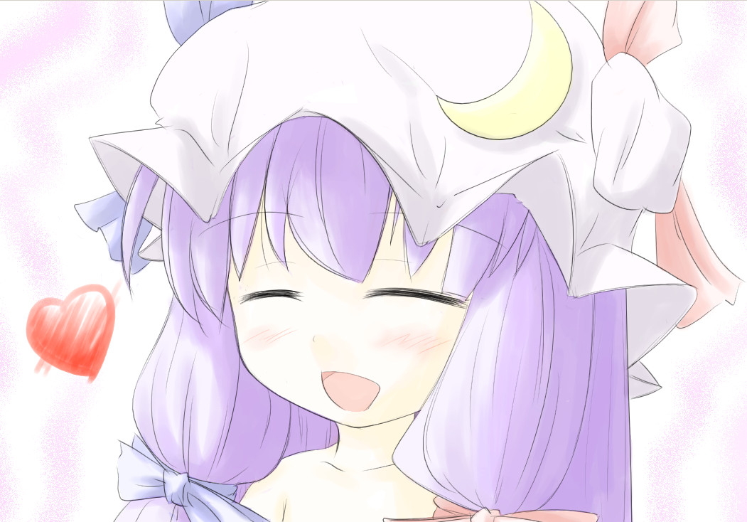 patchouli knowledge, touhou, artist request, bad id, bad pixiv id, 1girl, crescent, crescent hat ornament, female focus, hat, hat ornament, long hair, purple hair, solo