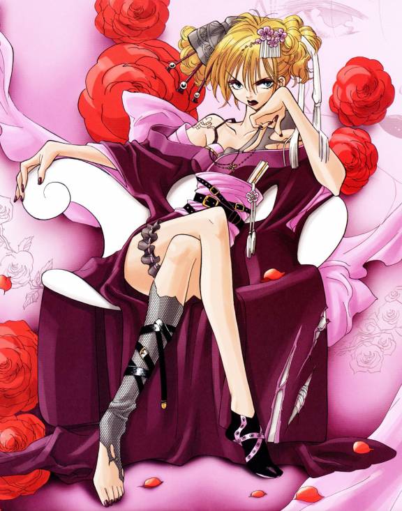 princess ai, jpeg artifacts, barefoot, blonde hair, blue eyes, gyaru, lips, pout, punk, rokku gyaru, sitting, solo