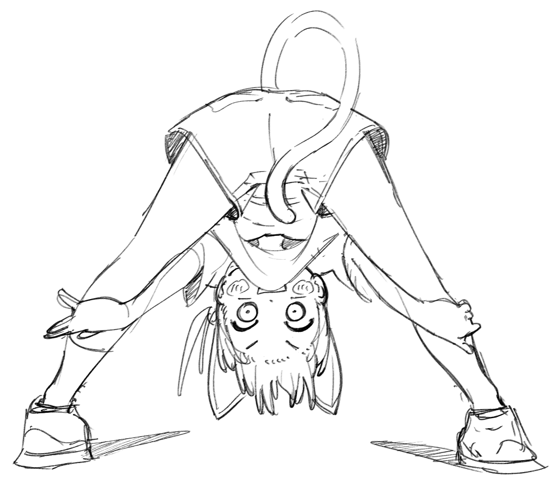 ddasang, original, 1girl, animal ears, bent over, cat ears, cat girl, cat tail, from behind, full body, greyscale, monochrome, multiple tails, open mouth, shirt, sketch, smile, solo, tail, upside-down, white background