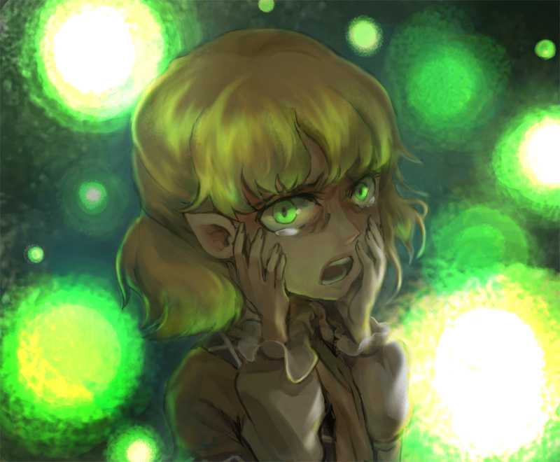 riinu (ir-n), mizuhashi parsee, touhou, 1girl, blonde hair, female focus, green eyes, solo