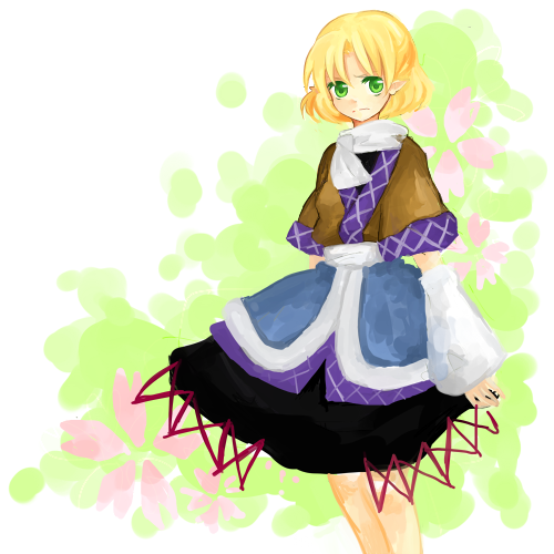 mizuhashi parsee, touhou, bad id, bad pixiv id, lowres, 1girl, blonde hair, female focus, green eyes, solo