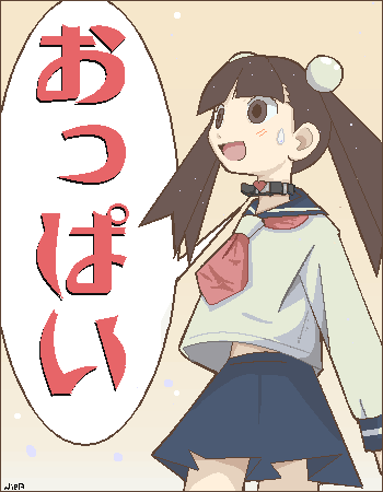 niea, otonashi meru, sayonara zetsubou sensei, lowres, 00s, black hair, blouse, collar, hair ornament, oekaki, school uniform, serafuku, shirt, solo, sphere hair ornament, twintails, white shirt