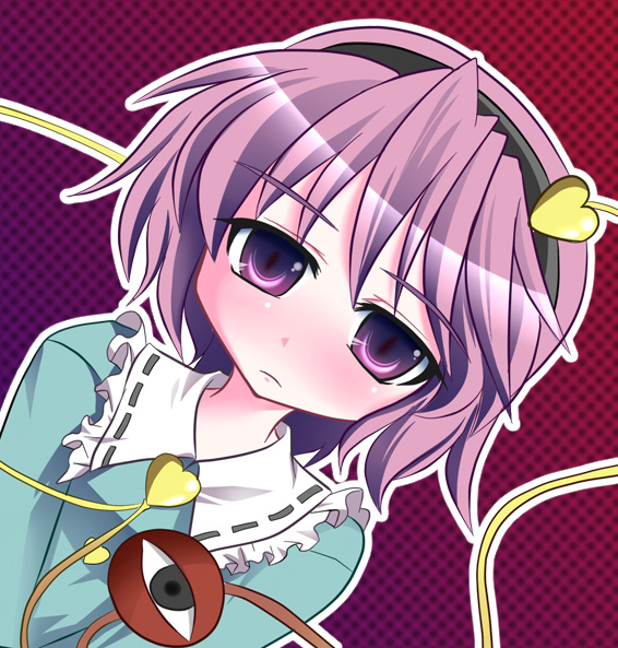 komeiji satori, touhou, 1girl, blush, female focus, heart, pink eyes, pink hair, solo, upper body