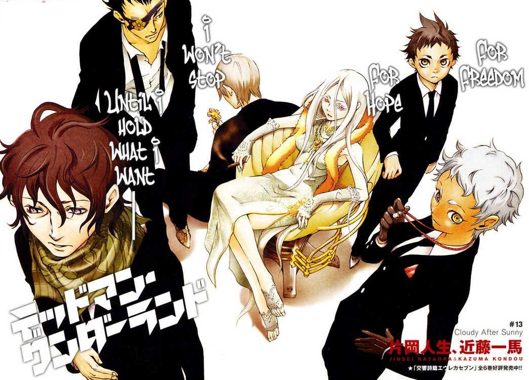 kondou kazuma, igarashi ganta, karako koshio, kengamine nagi, koshio karako, senji kiyomasa, shiro (deadman wonderland), takami yoh, takami you, deadman wonderland, looking away, untied, hard-translated, official art, scan, third-party edit, traditional media, 2girls, 4boys, age difference, albino, androgynous, angry, arm support, armpits, bare shoulders, black hair, brown eyes, brown hair, buttons, chair, china dress, chinese clothes, cigar, clenched teeth, comic, crossed legs, dark skin, dress, dutch angle, elbow gloves, english text, everyone, eyelashes, eyepatch, feather boa, fingerless gloves, floral print, flower, foreshortening, formal clothes, from above, frown, fur trim, gem, gloves, grey eyes, hair between eyes, hand on own hip, holding, jacket, jewelry, lace, long hair, looking at viewer, messy hair, multiple boys, multiple girls, necklace, necktie, open clothes, open jacket, parted lips, pendant, pink eyes, plaid clothes, plaid scarf, red eyes, red hair, reverse trap, ring, scar, scarf, shadow, shoes, short hair, side slit, sidelocks, simple background, sitting, smile, smoke, socks, spiked hair, standing, suit, teeth, toeless legwear, toes, turtleneck, very long hair, wavy hair, white background, white hair, yellow eyes