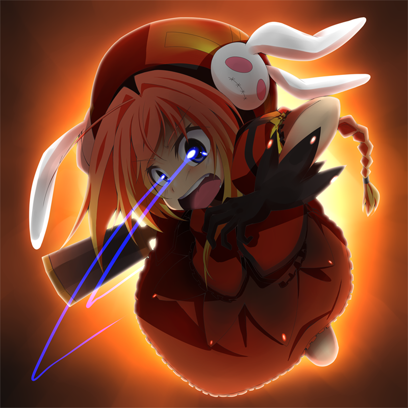 graf eisen, vita (nanoha), lyrical nanoha, mahou shoujo lyrical nanoha, 00s, 1girl, blue eyes, braid, female focus, gloves, hat, red hair, solo, twin braids