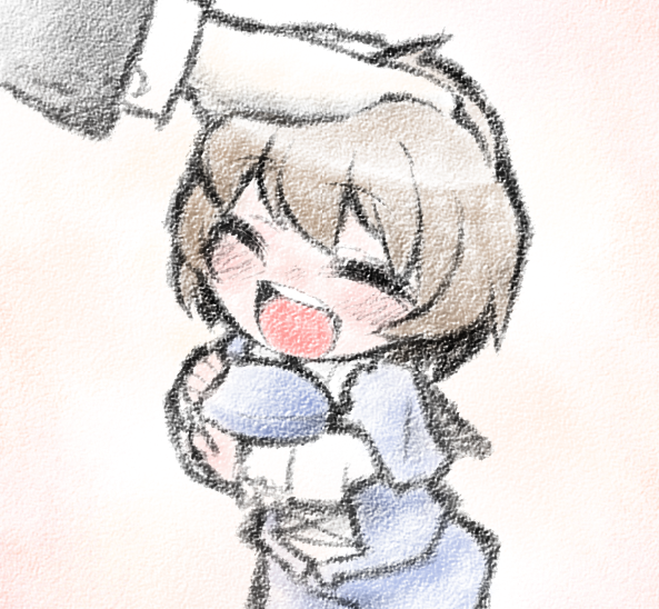 ume (noraneko), ume noraneko, souseiseki, rozen maiden, bad id, bad pixiv id, 00s, 1girl, blush, brown hair, happy, head pat, headpat, short hair, solo focus