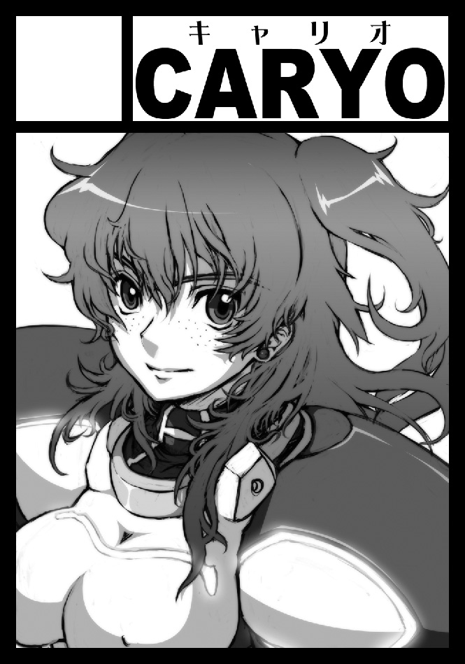 caryo, tabigarasu, nena trinity, gundam, gundam 00, pilot suit, bad id, bad pixiv id, 00s, 1girl, black border, border, circle cut, earrings, female focus, freckles, greyscale, jewelry, monochrome, side ponytail, solo