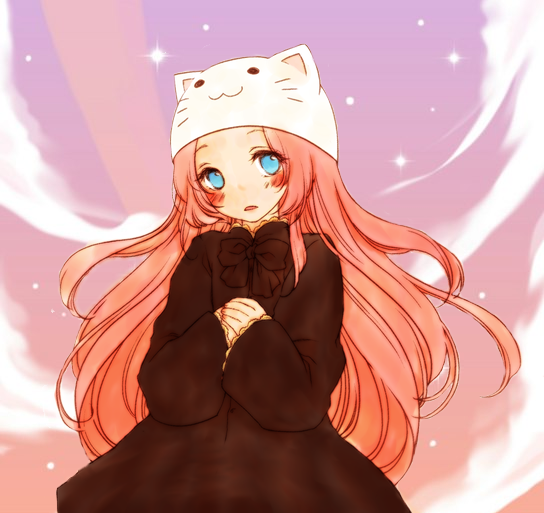 rin hana, megurine luka, megurine luka (toeto), toeto (vocaloid), vocaloid, colorized, 1girl, animal hat, cat hat, female focus, hat, solo