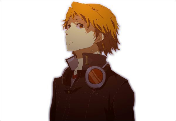 hanamura yousuke, atlus, persona, persona 4, 1boy, brown eyes, brown hair, headphones, headphones around neck, male focus, school uniform, solo, white background