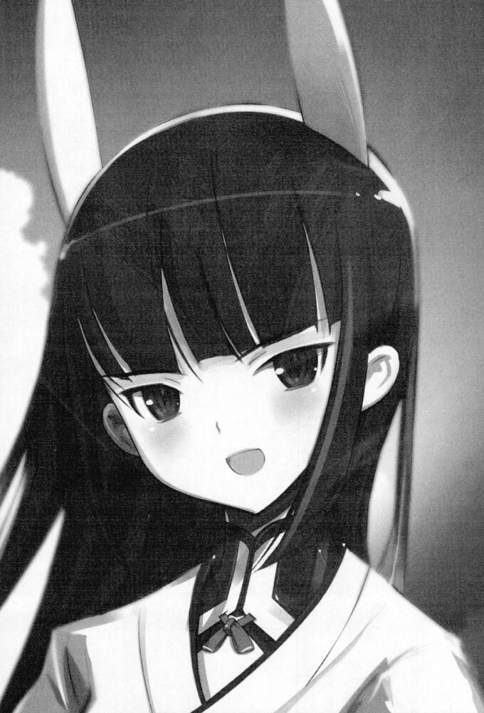 ueda hashigo, anabuki tomoko, strike witches, strike witches: suomus misfits squadron, world witches series, uniform, 00s, 1girl, :d, animal ears, blunt bangs, blush, collar, female focus, floating hair, greyscale, looking at viewer, monochrome, open mouth, smile, solo, wind