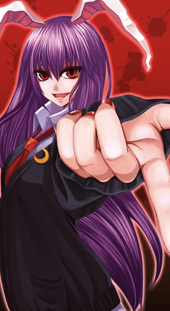 nonoko, yuuka nonoko, reisen udongein inaba, touhou, bad id, bad pixiv id, 1girl, animal ears, female focus, foreshortening, pointing, rabbit ears, solo