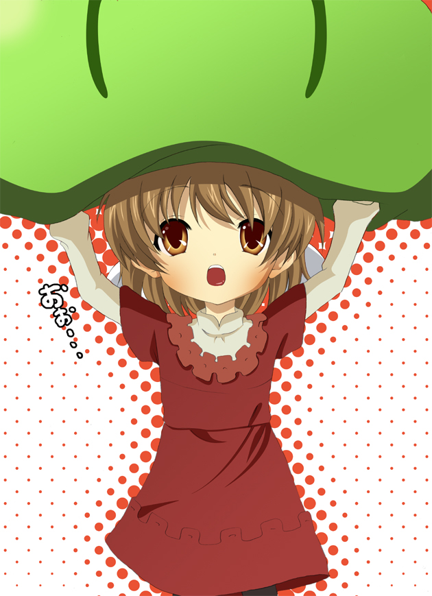 yukiomi haku, okazaki ushio, clannad, dango daikazoku, bad id, bad pixiv id, 00s, brown eyes, brown hair, dango, food, short hair, solo, wagashi
