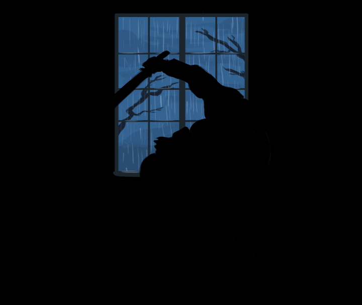 jason voorhees, rick (splatterhouse), friday the 13th, namco, splatterhouse, animated, animated gif, looping animation, 2boys, branch, choke hold, crossover, fighting, hockey mask, holding machete, lightning, machete, male focus, mask, multiple boys, rain, shamoozal, strangling, window