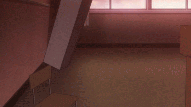 aisaka taiga, toradora!, animated, animated gif, anime screenshot, lowres, non-web source, 00s, 1girl, classroom, fetal position, in container, in locker, locker, rolling, school, school uniform