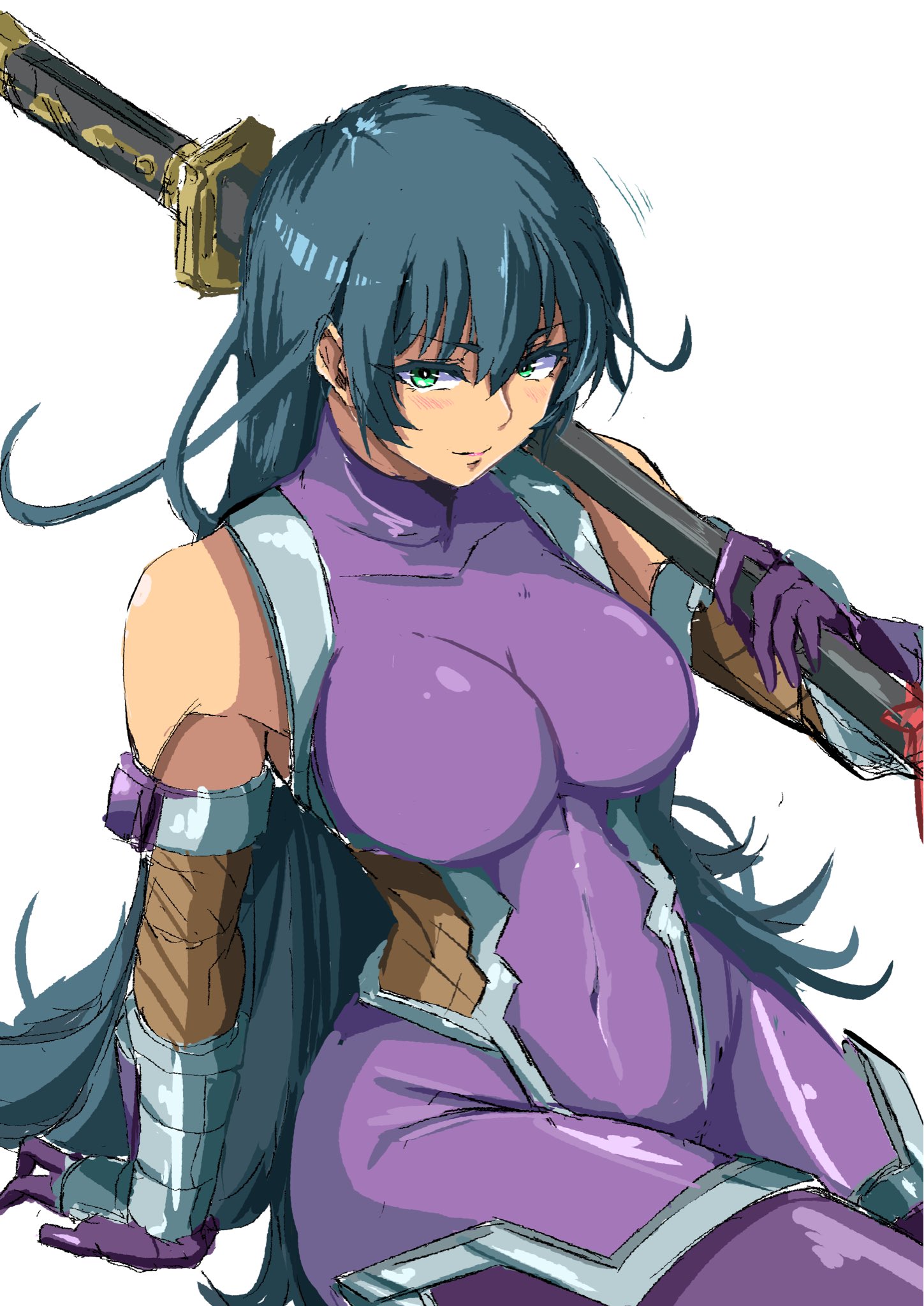 igawa asagi, taimanin (series), taimanin asagi, 1girl, breasts, large breasts, long hair, sword, weapon