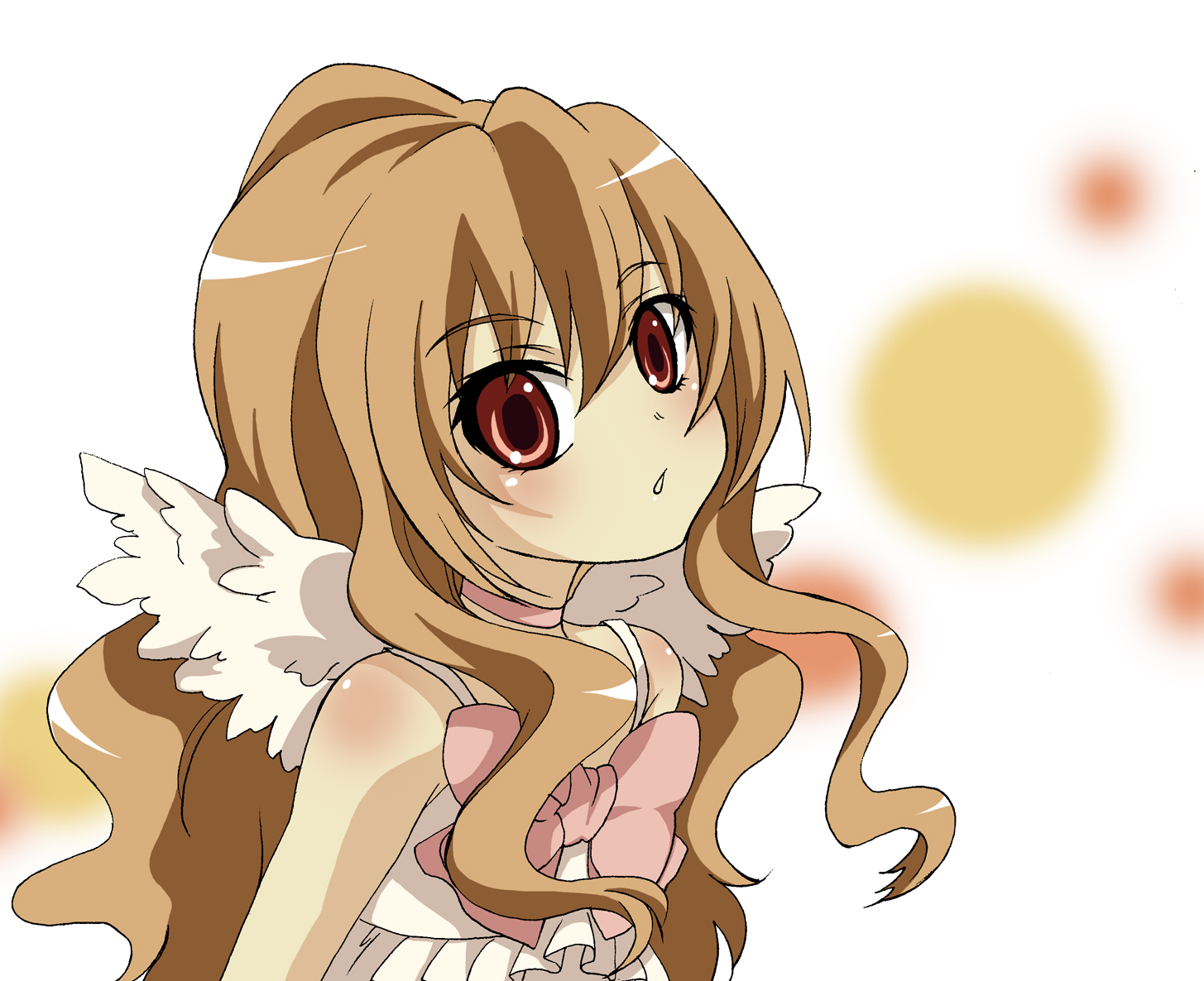 aisaka taiga, toradora!, 00s, angel wings, brown eyes, brown hair, long hair, solo, wings