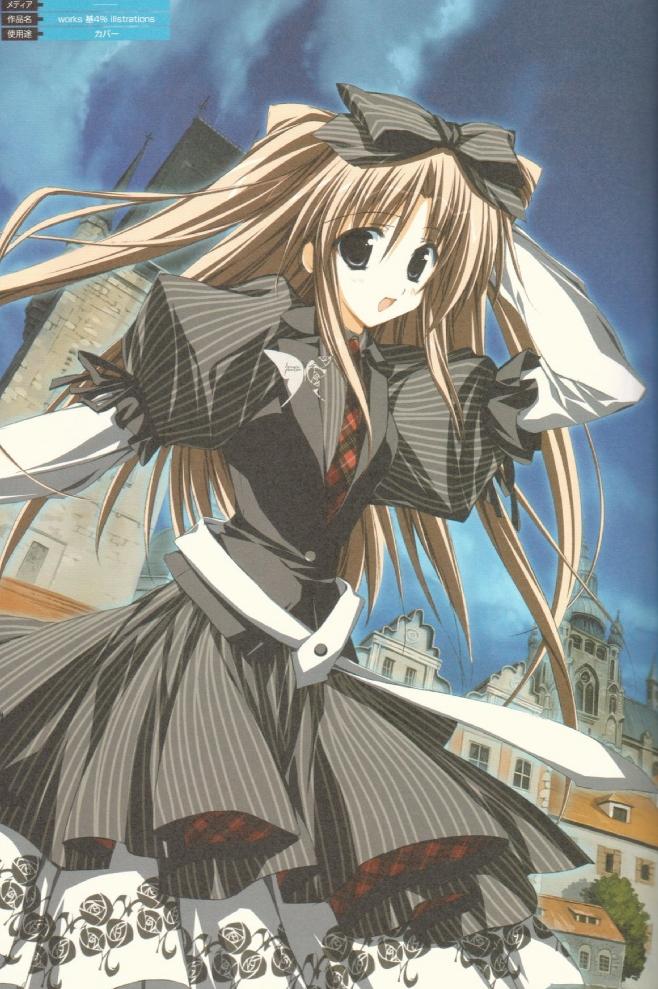 non-web source, tagme, brown hair, dress, frills, green eyes, long hair, solo, twintails