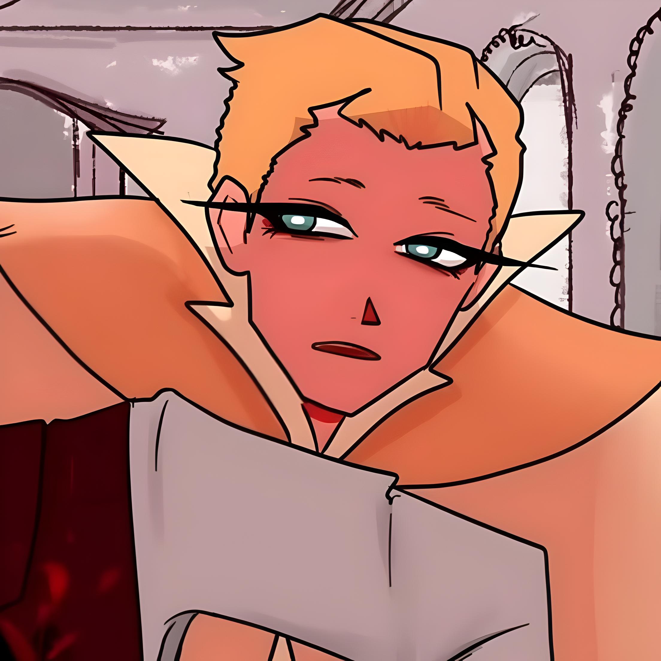 highres, blonde hair, blue eyes, formal clothes, looking to the side, medium hair, open mouth, sad, septem (to eat a god), suit, to eat a god, video game, visual novel, yellow suit