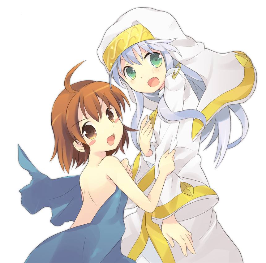 tachitsu teto, index (toaru majutsu no index), last order (toaru majutsu no index), toaru majutsu no index, habit, silver hair, 00s, ahoge, blush, brown eyes, brown hair, green eyes, loli, long hair, safety pin, undressing