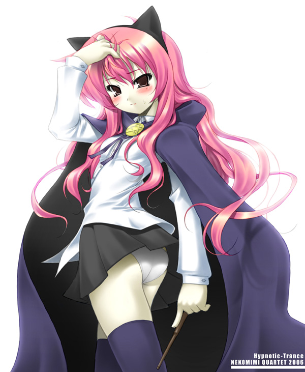 hypnotic-trance, louise francoise le blanc de la valliere, zero no tsukaima, 00s, animal ears, cat ears, panties, pantyshot, underwear
