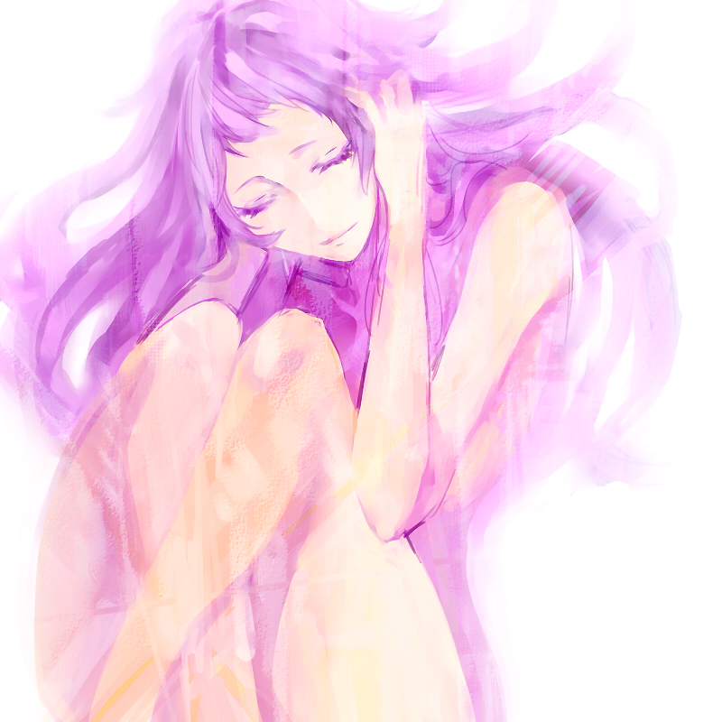 hakuk, anew returner, gundam, gundam 00, bad id, bad pixiv id, 00s, closed eyes, innovators (gundam 00), nude, purple hair, solo