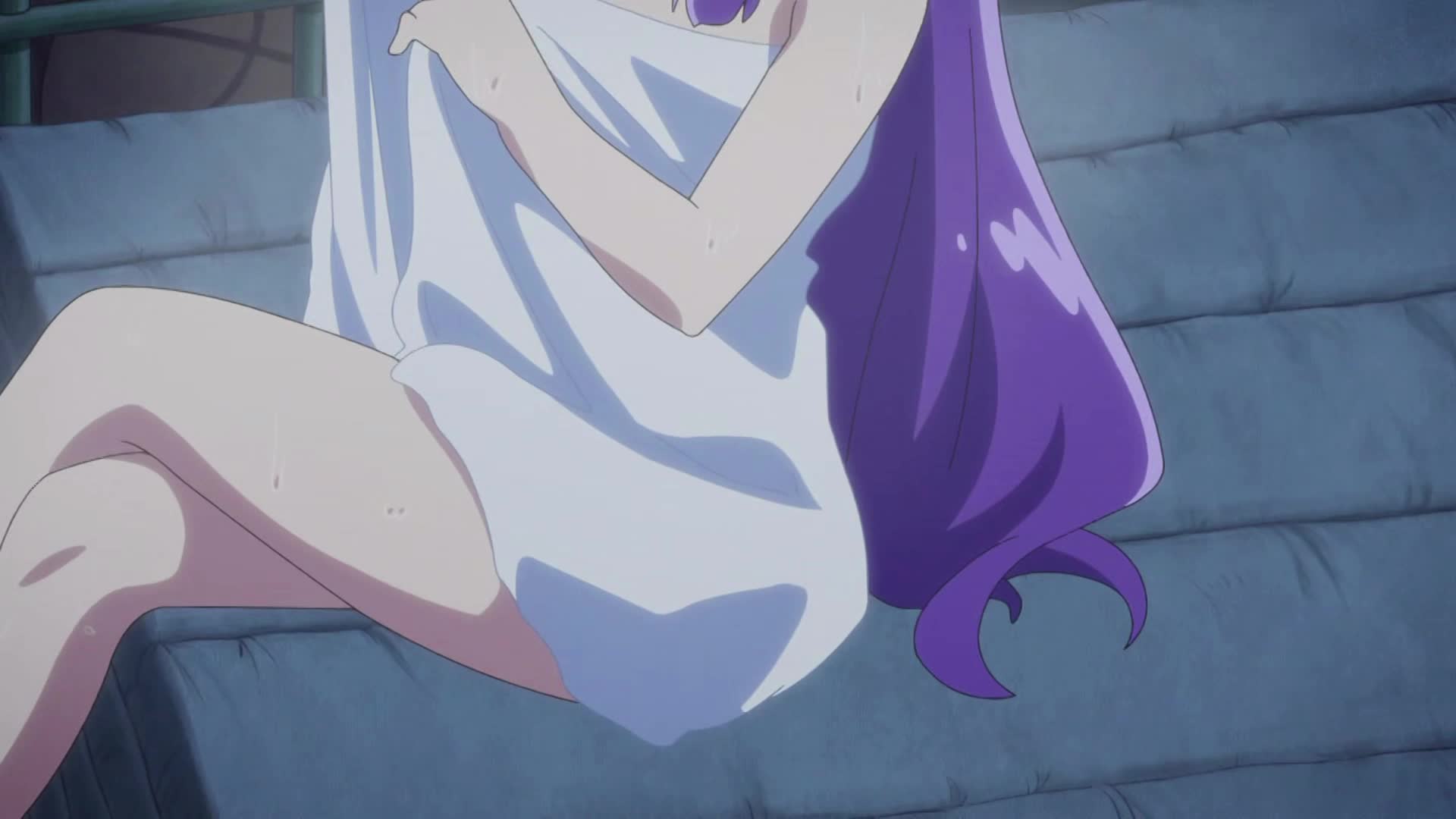 shampoo (ranma 1/2), ranma 1/2, animated, anime screenshot, highres, sound, tagme, video, 1girl, purple hair, red eyes, towel, towel over breasts