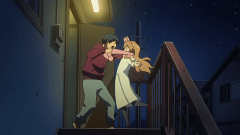 aisaka taiga, takasu ryuuji, toradora!, animated, animated gif, anime screenshot, lowres, non-web source, 00s, outdoors