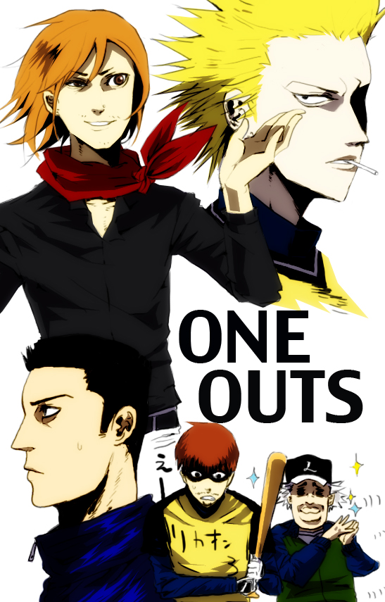 ideguchi satoshi, kojima hiromichi, mihara yuuzaburou, takami itsuki, tokuchi toua, one outs, 5boys, baseball, male focus, multiple boys