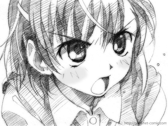 gofu, misaka mikoto, toaru majutsu no index, traditional media, 00s, 1girl, 2009, blush, female focus, greyscale, monochrome, open mouth, school uniform, short hair, sketch, solo, tokiwadai school uniform