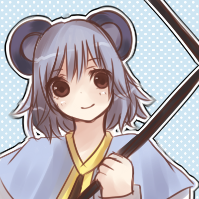 ariami, riho (ariami), nazrin, touhou, bad id, bad pixiv id, lowres, 1girl, animal ears, blue hair, brown eyes, female focus, mouse ears, simple background, solo