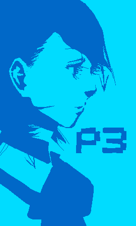 takeba yukari, atlus, persona, persona 3, lowres, 1girl, blue theme, female focus, monochrome, solo