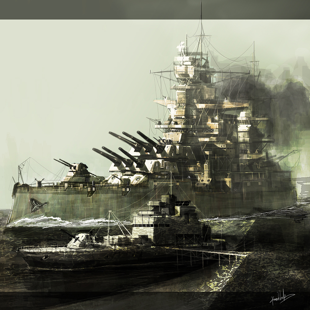 power black, original, bad id, bad pixiv id, battleship, military, military vehicle, no humans, ship, warship, watercraft