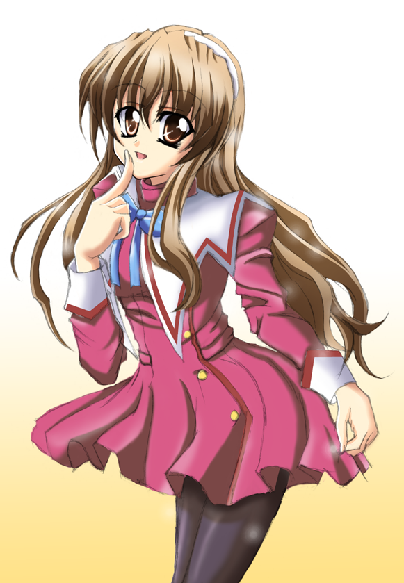 nogizaka haruka, nogizaka haruka no himitsu, bad id, bad pixiv id, 00s, brown eyes, brown hair, pantyhose, school uniform, solo