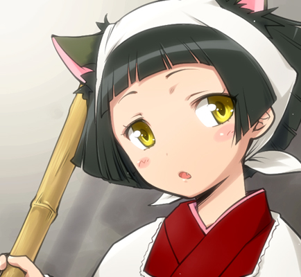 hairu, dorm leader, maria holic, lowres, 00s, animal ears, black hair, bob cut, cat ears, dorm mistress, short hair, yellow eyes