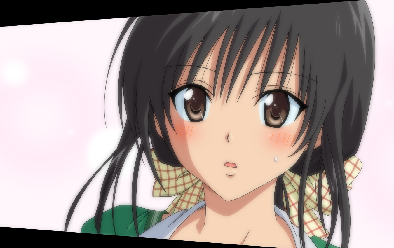 toshi (anime coloring), kotegawa yui, to love-ru, 00s, 1girl, black hair, blush, brown eyes, female focus, open mouth, solo, upper body