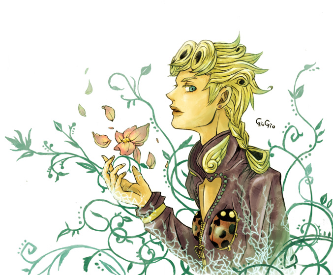 tougou (puresoul), giorno giovanna, jojo no kimyou na bouken, vento aureo, bad id, bad pixiv id, 1boy, blonde hair, flower, male focus, plant, solo