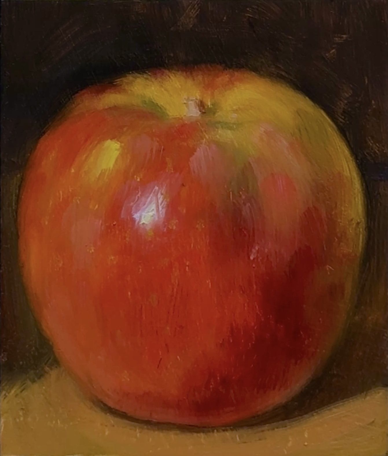 noah verrier, original, commentary, english commentary, highres, oil painting (medium), painting (medium), traditional media, apple, food, fruit, fruit focus, no humans, still life