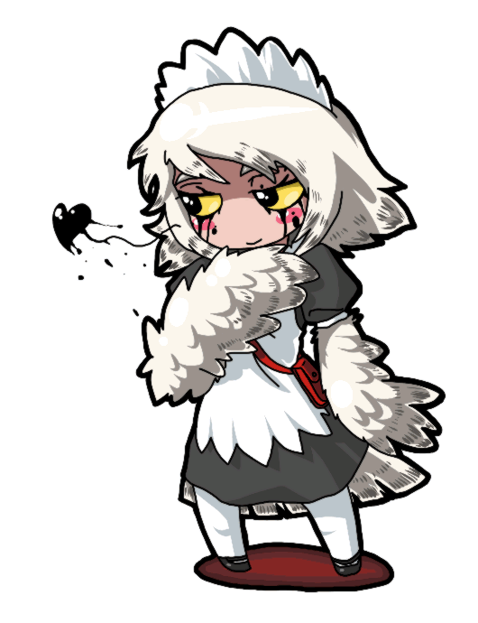 oso (toolate), yabai, futaba channel, nijiura maids, 1girl, chibi, female focus, harpy, maid, monster girl, solo, winged arms, wings
