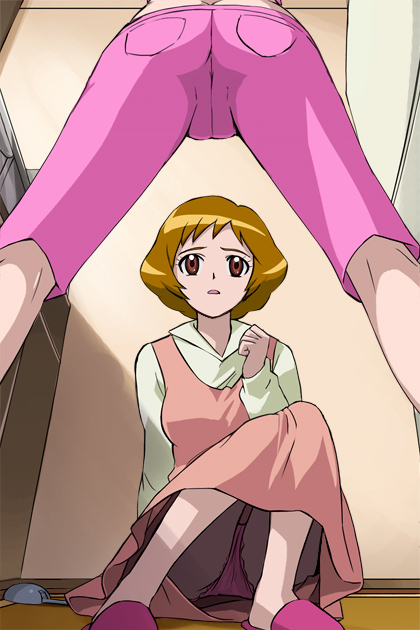 haruyama kazunori, momozono ayumi, momozono love, fresh precure!, precure, 00s, 2girls, age difference, ass, butt crack, cameltoe, denim, eyelashes, jeans, mother and daughter, multiple girls, panties, pants, pantyshot, pink panties, shorts, slippers, underwear, you gonna get raped, yuri