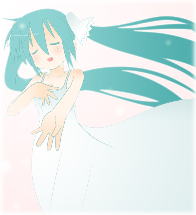 minami (colorful palette), hatsune miku, vocaloid, aqua hair, closed eyes, long hair, solo, twintails