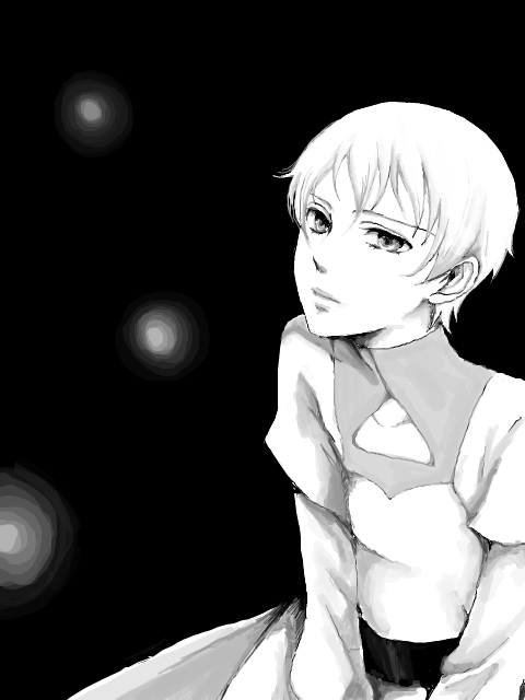 memessa, ribbons almark, gundam, gundam 00, bad id, bad pixiv id, 00s, greyscale, innovators (gundam 00), male focus, monochrome, solo