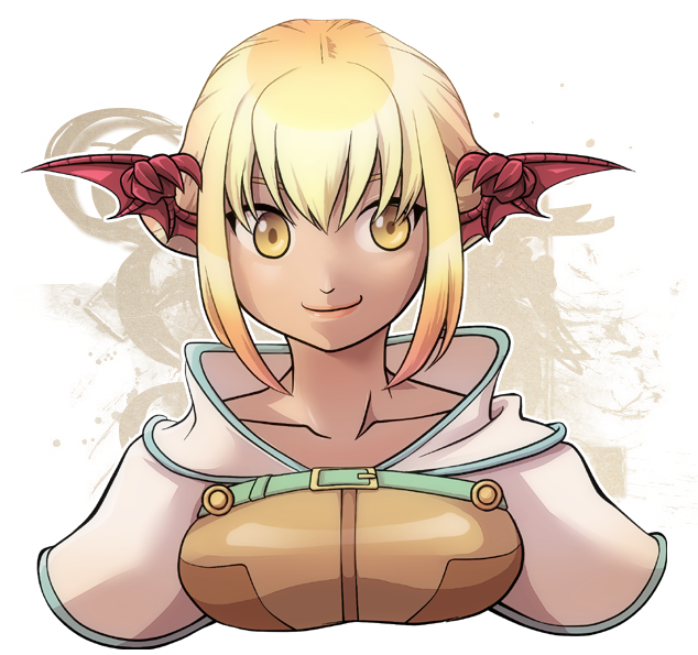 hunter (ragnarok online), ragnarok online, commentary request, 1girl, blonde hair, breasts, brown shirt, closed mouth, dragon wings, head wings, jacket, looking at viewer, medium breasts, pointy ears, red wings, shirt, short hair, short sleeves, smile, solo, tatsuaki fuji, upper body, white background, white jacket, wings, yellow eyes